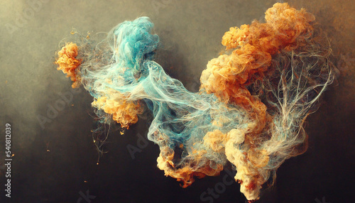 Colorful smoke. White fog or smoke. Smoking clouds, smell of smog.