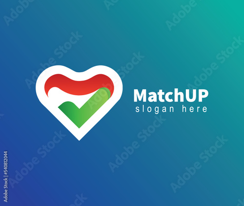 Love Heart Match Up Check Find Right Relationship Dating App logo design icon illustration