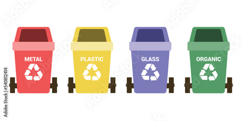 Recycle bins vector illustration in a cartoon cute style.