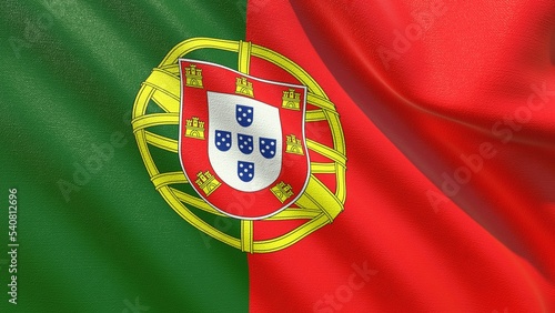 flag of portugal waving in the wind 3d-rendering