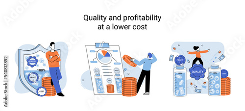 Quality and profitability at lower cost. Salary increase metaphor, profit margin. Earn on business inflation, investment, developing, coordinating sales. Management optimization of business processes