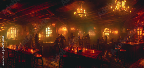 Artistic concept painting of a tavern at wild west times , background illustration.