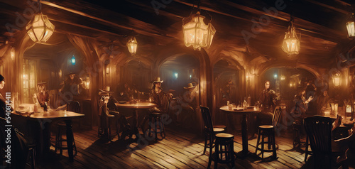 Artistic concept painting of a tavern at wild west times   background illustration.