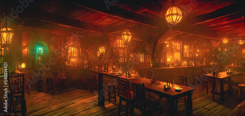 Artistic concept painting of a tavern at wild west times , background illustration.