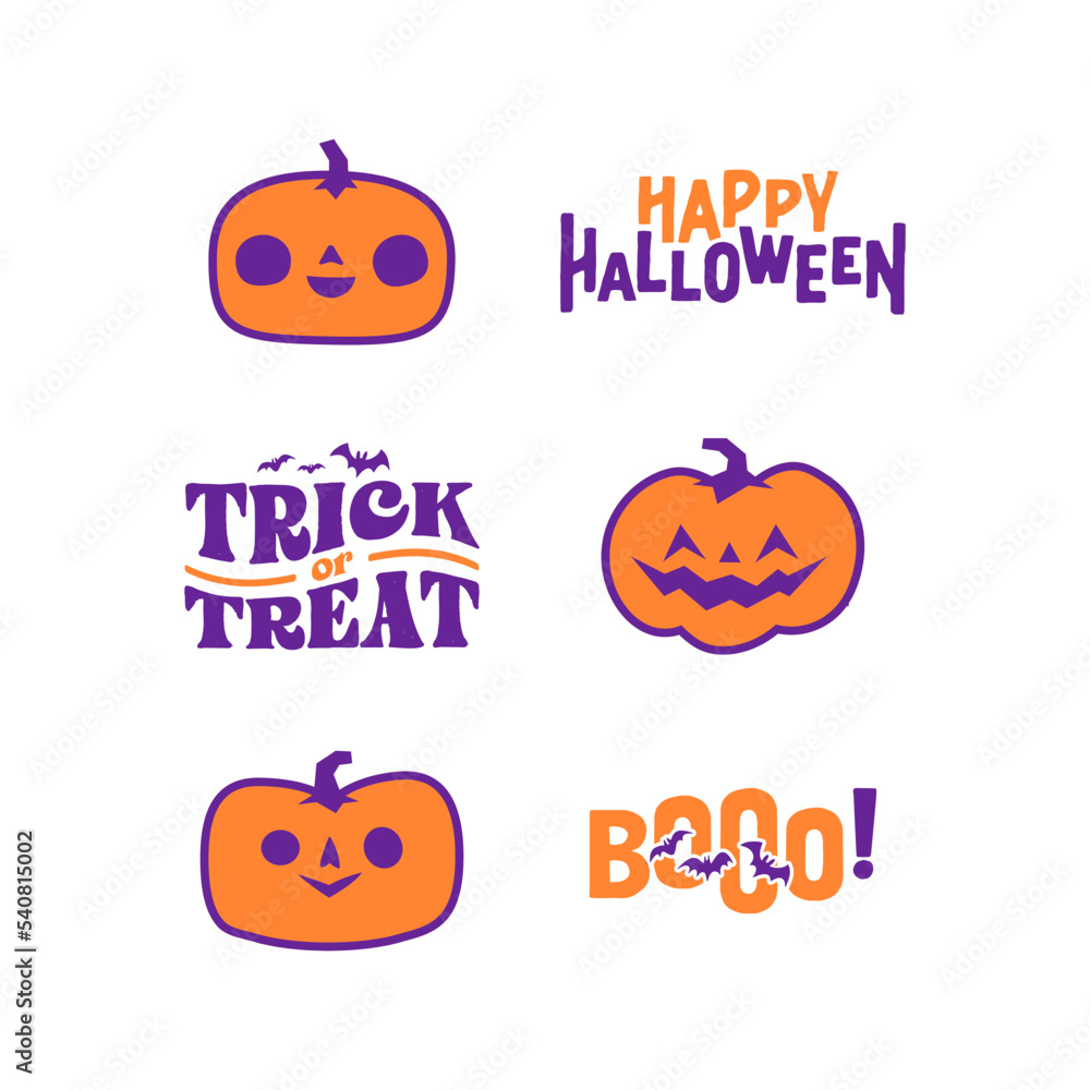 Halloween graphic elements with carved pumpkins and bats. Trick or treat, Boo and spooky designs. Halloween decoration. Halloween graphic elements with carved pumpkins and bats. Trick or treat, Boo and spooky designs. Halloween decoration.