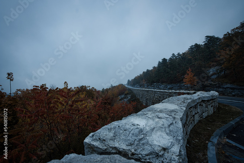 Curvy mountain road during Autumn in NY