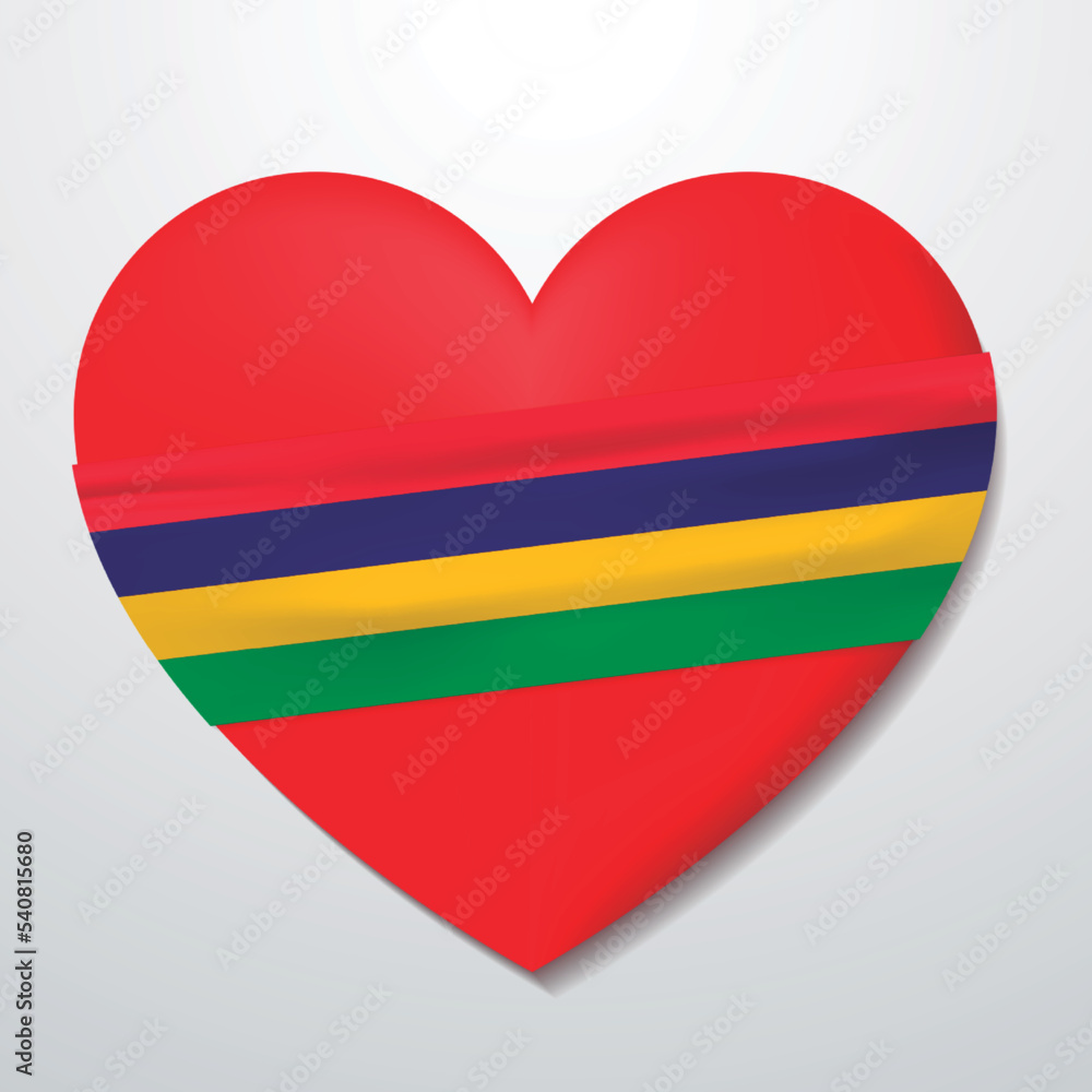Heart with Mauritius flag Heart with Mauritius flag