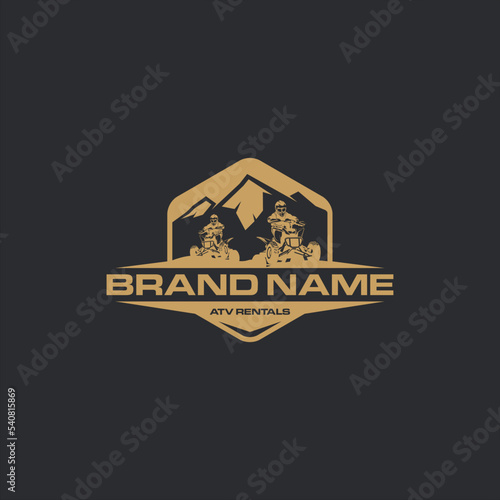 vector logo for ATV with a mountain that adds a unique feel to the logo