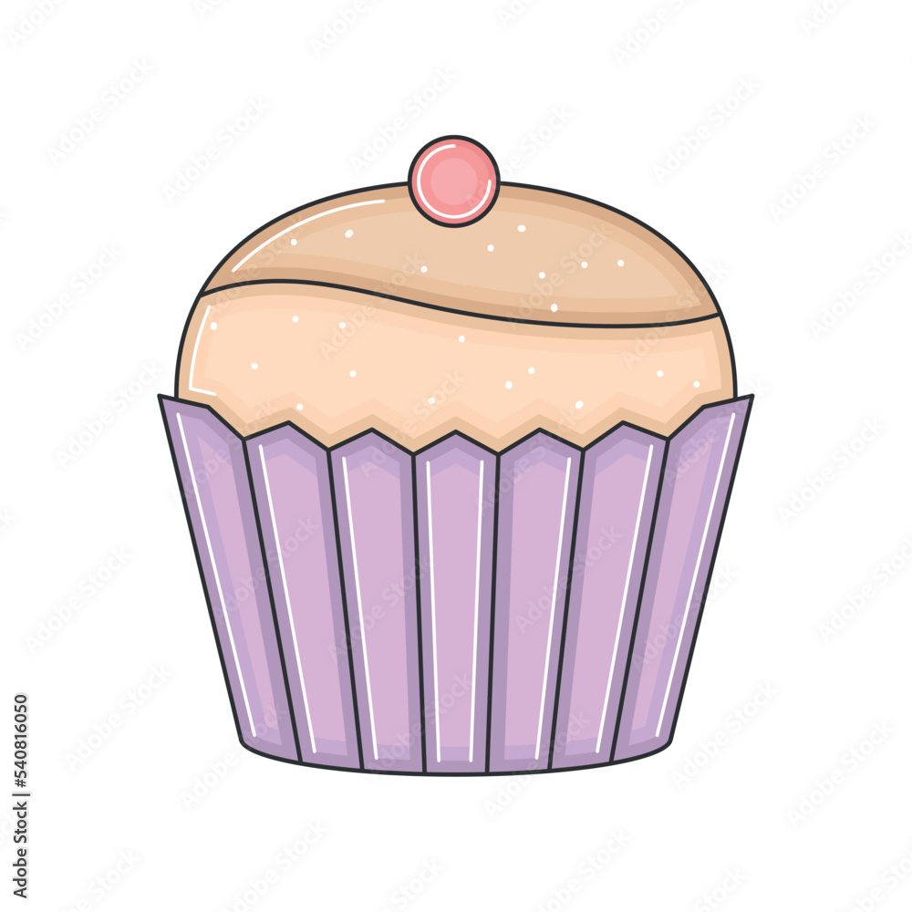 Isolated colored cupcake sketch icon Vector illustration