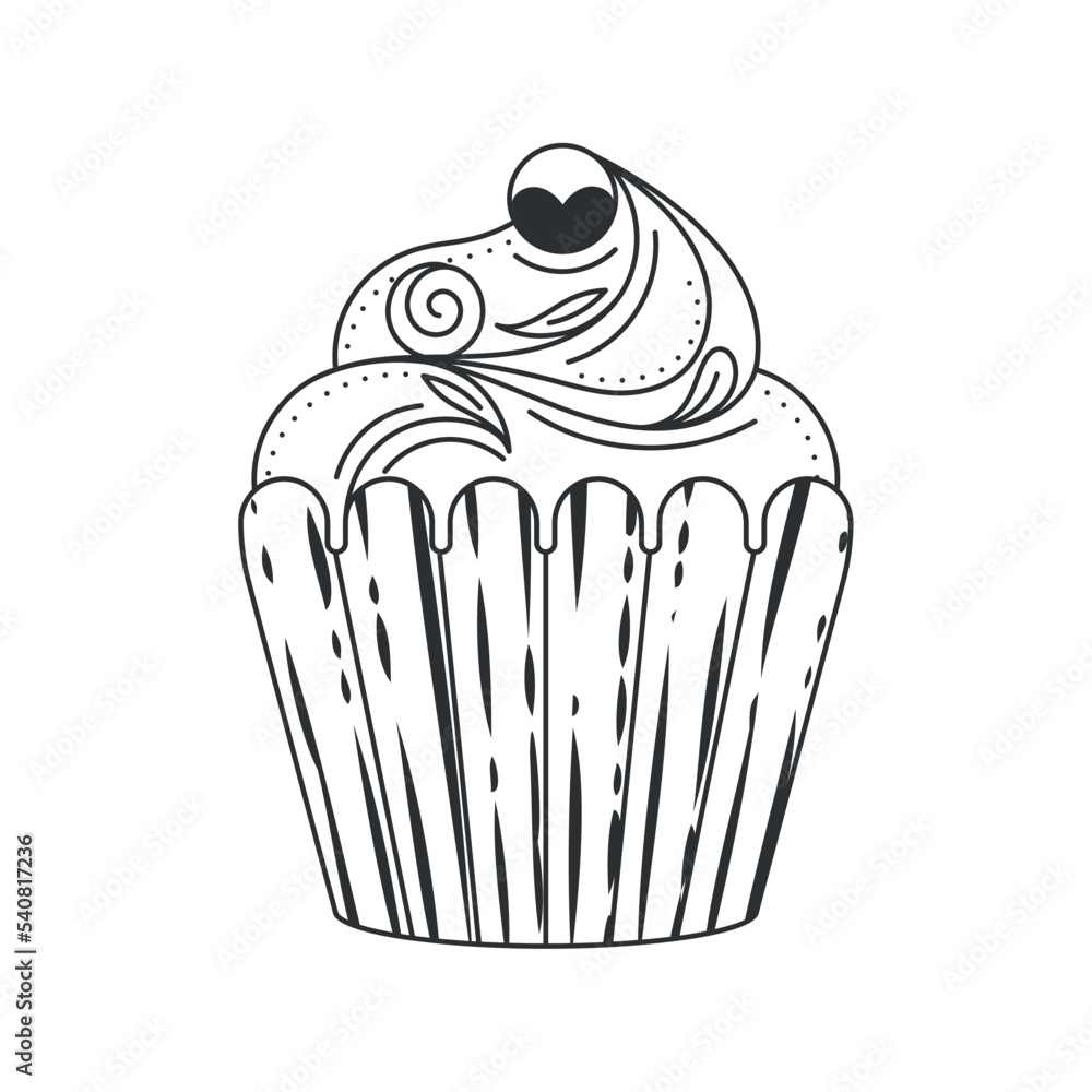 Isolated sweet cupcake sketch icon Vector illustration Isolated sweet cupcake sketch icon Vector illustration