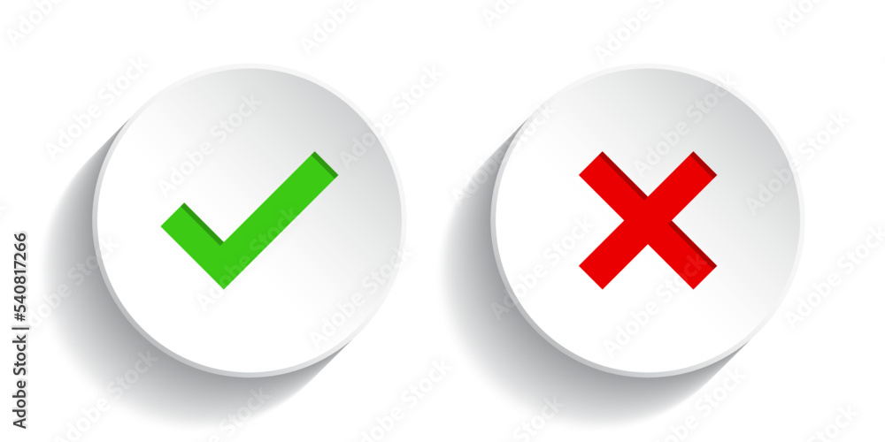 Check mark and cross mark button set Check mark and cross mark button set