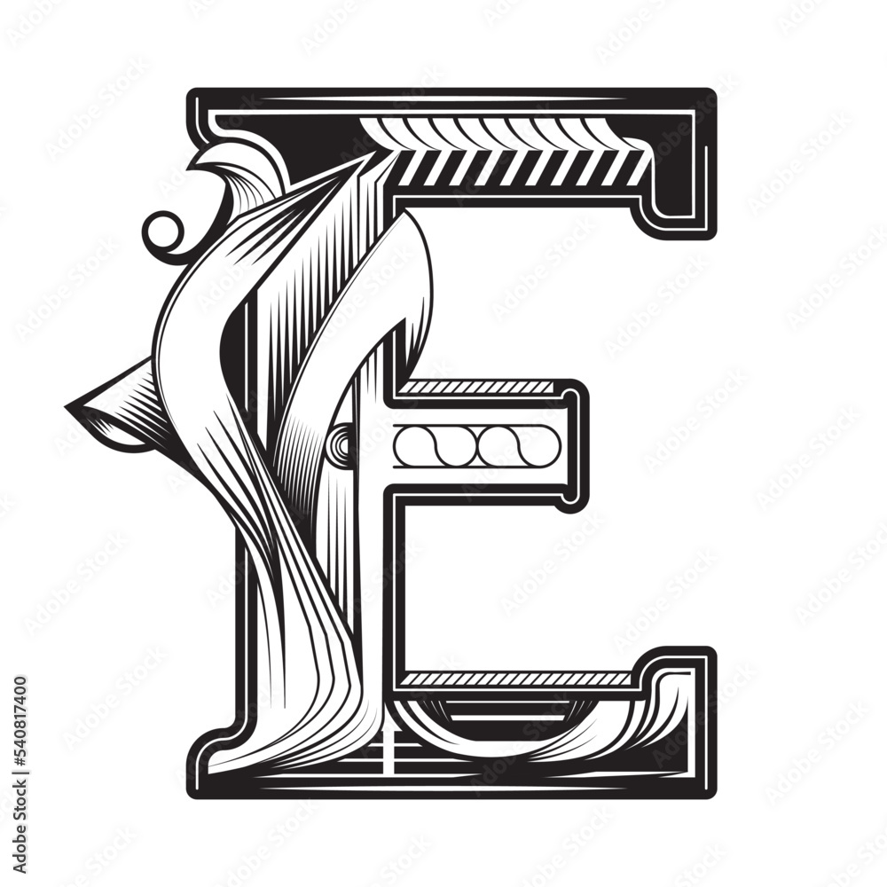 Capital letter, Letra ilustrada con estilo neo barroco, puede ...