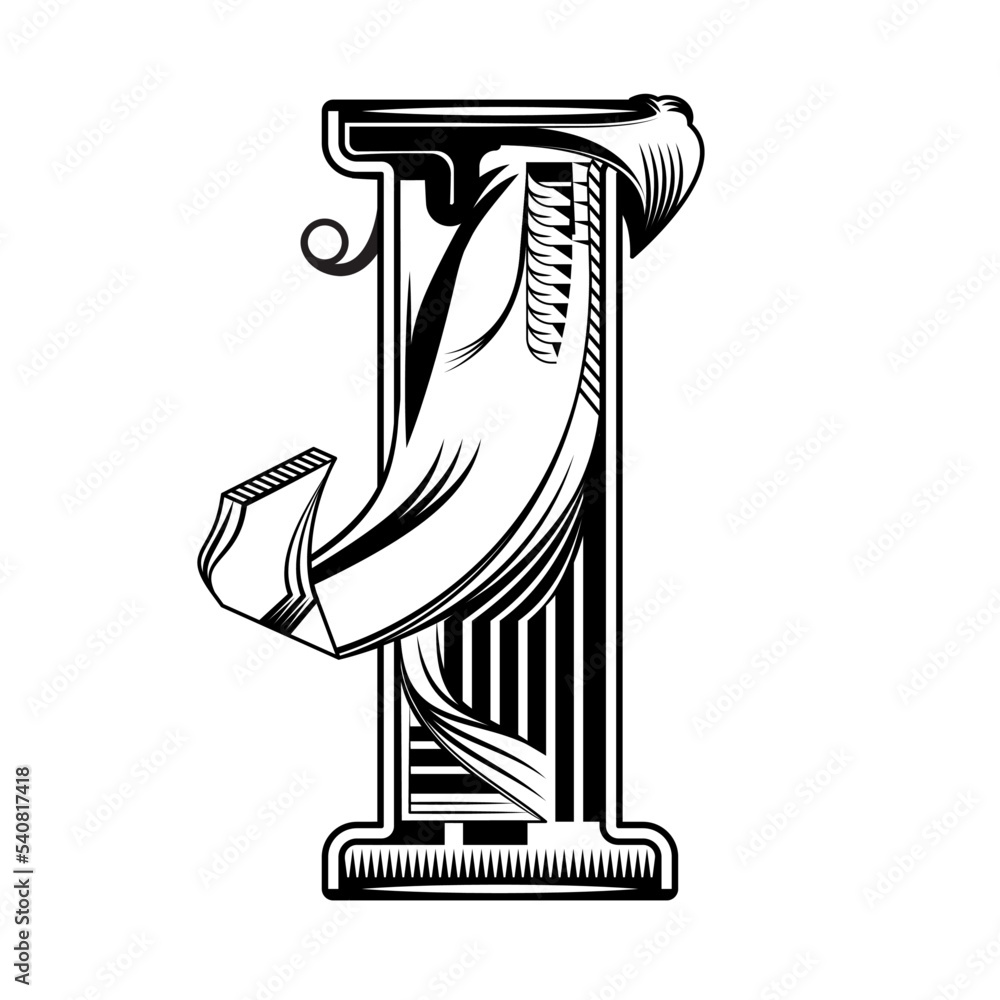 Capital letter, Letra ilustrada con estilo neo barroco, puede ...