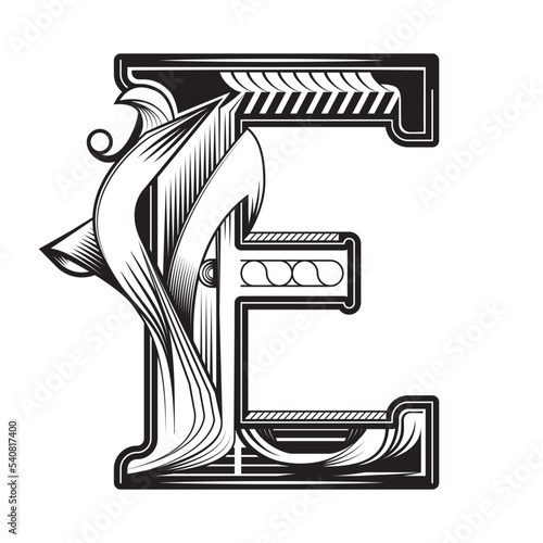 Capital letter, Letra ilustrada con estilo neo barroco, puede utilizarse para decorar diseños o para darle un toque elegante a algún texto