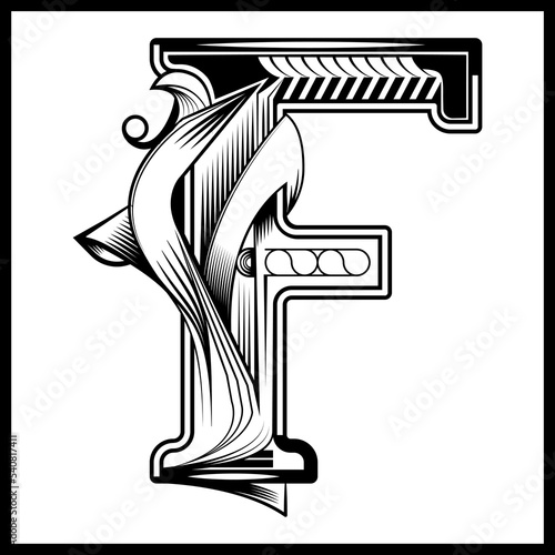Capital letter, Letra ilustrada con estilo neo barroco, puede utilizarse para decorar diseños o para darle un toque elegante a algún texto
