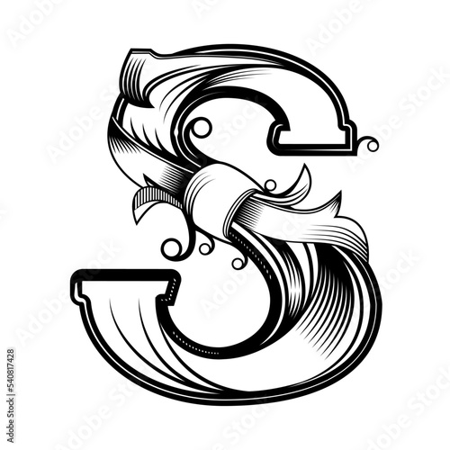 Capital letter, Letra ilustrada con estilo neo barroco, puede utilizarse para decorar diseños o para darle un toque elegante a algún texto