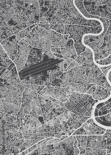 City map Ho Chi Minh, monochrome detailed plan, vector illustration