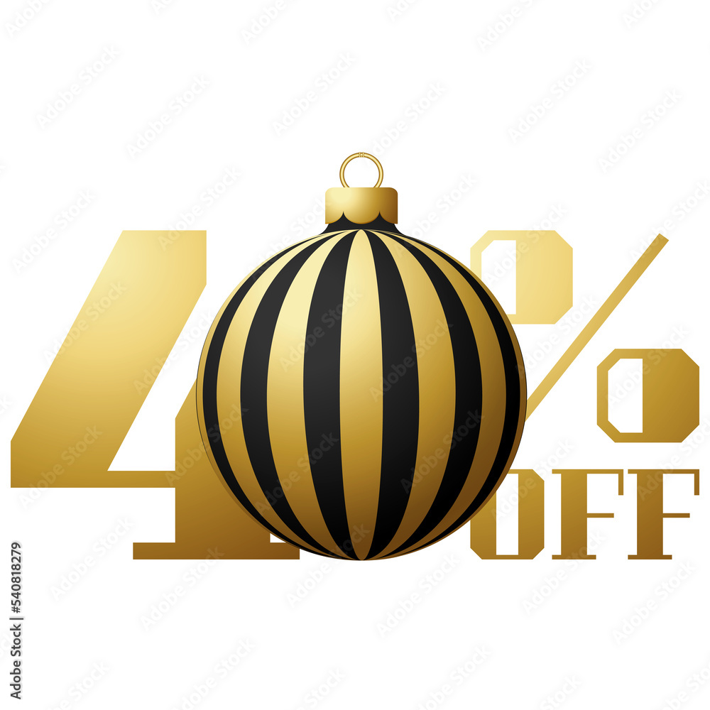 Merry christmas Sale percent 40 off. Happy new year and xmas