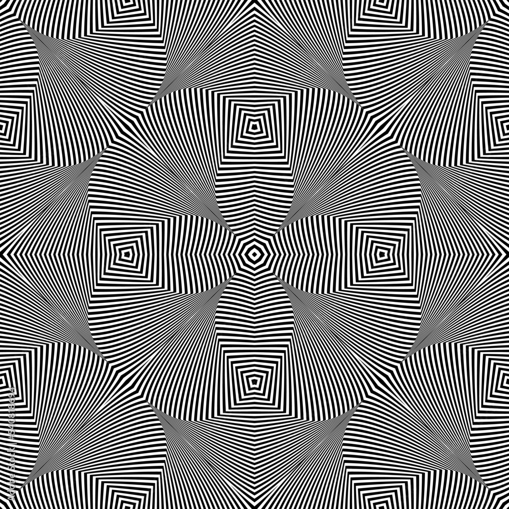 Seamless Geometric Op Art Pattern with 3D Illusion. Lines Texture.