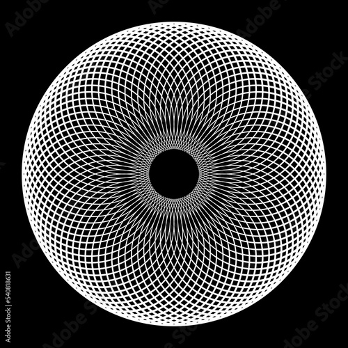 Abstract Circle Lines Spirograph Pattern. Round Rotation Design Element.