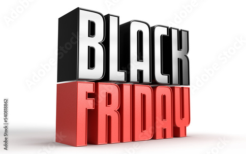 Isolated Word Black Friday, Design for Premium Fashion Brand, 3D Render Illustration.