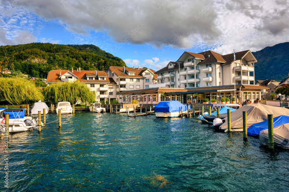 Stansstad town on Lake Lucerne, Switzerland