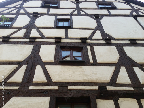 A fragment of the wall and windows typical of traditional Bavarian houses, Nuremberg, Germany. photo