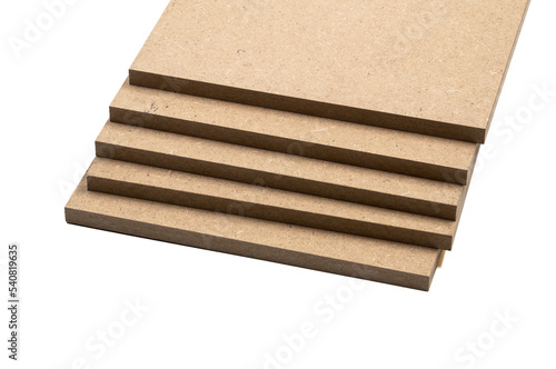Multiple boards of raw mdf cut to the same dimensions.