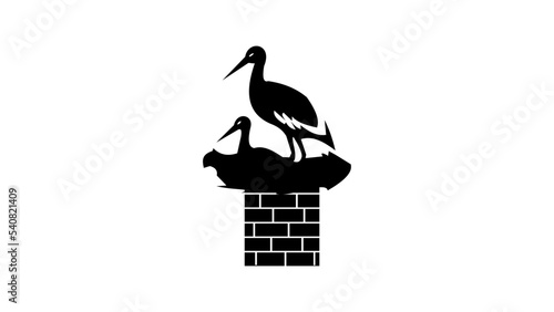 stork nest silhouette