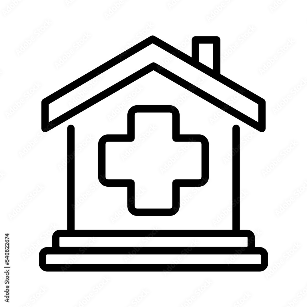 Hospital line icon for business website, apps, UI. Home care icon. Medical house logo. Vector illustration. EPS 10 Hospital line icon for business website, apps, UI. Home care icon. Medical house logo. Vector illustration. EPS 10