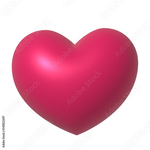 3d pink heart isolated on white background. Heart icon, like and love 3d render illustration