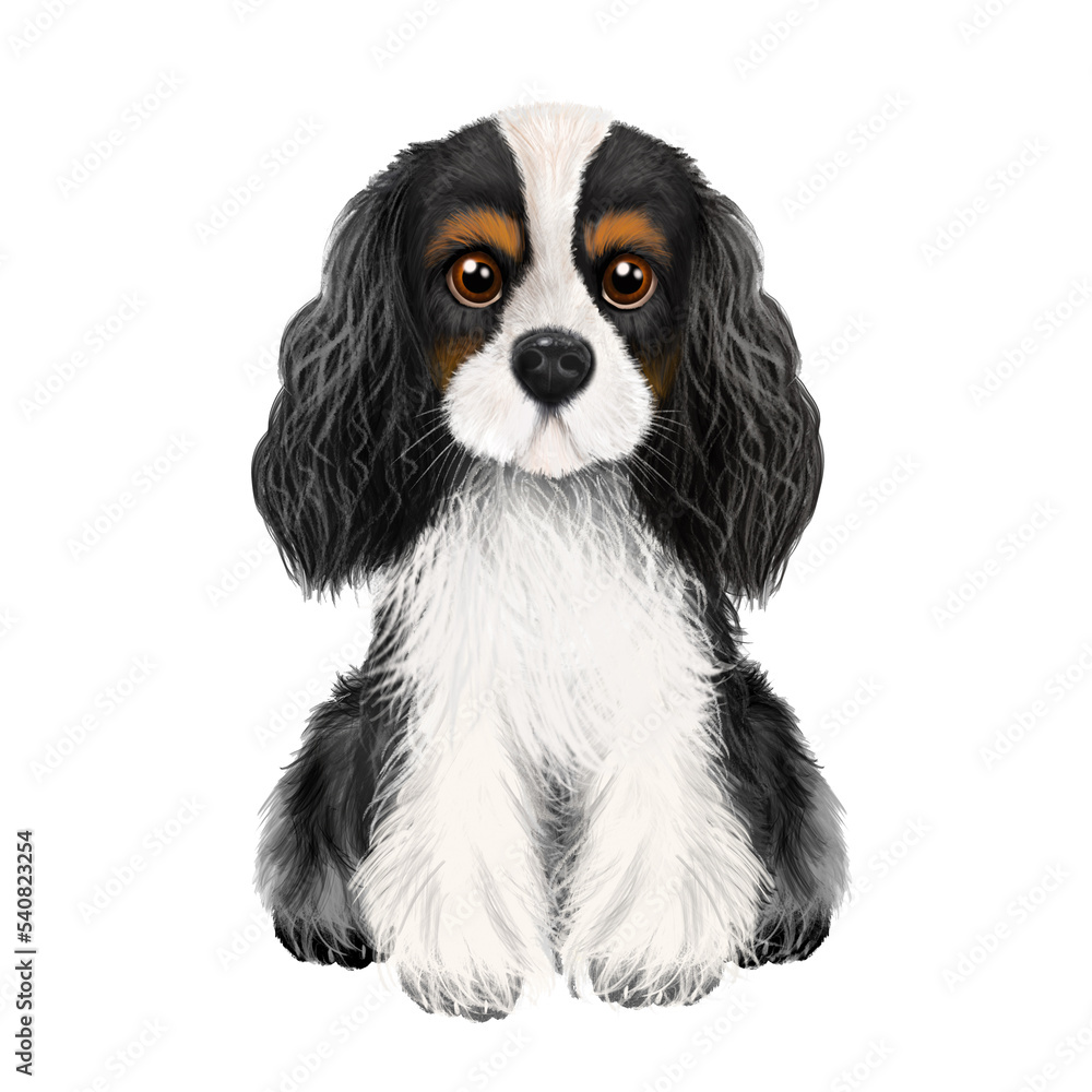 Illustration dog Cavalier King Charles Spaniel , illustration dog, pet, dog portrait, dog drawing. Illustration dog Cavalier King Charles Spaniel , illustration dog, pet, dog portrait, dog drawing.