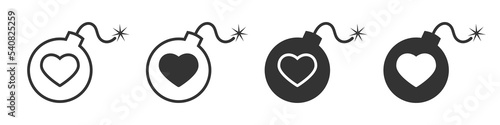 Fototapeta Bomb wuth heart icon. Love bomb icon. Vector illustration.