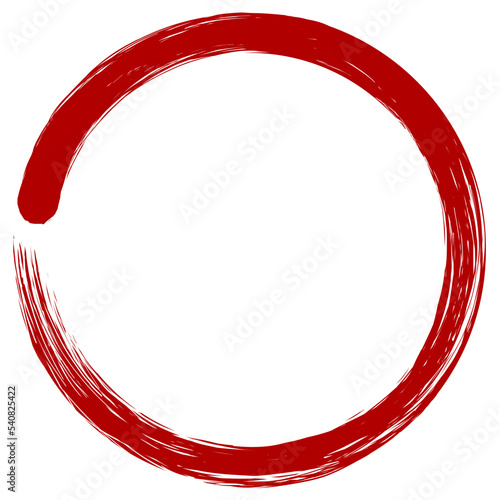 Enso Zen Red Japanese Circle Brush Stroke Sumi-e Vector Illustration Ink Logo Design Vector