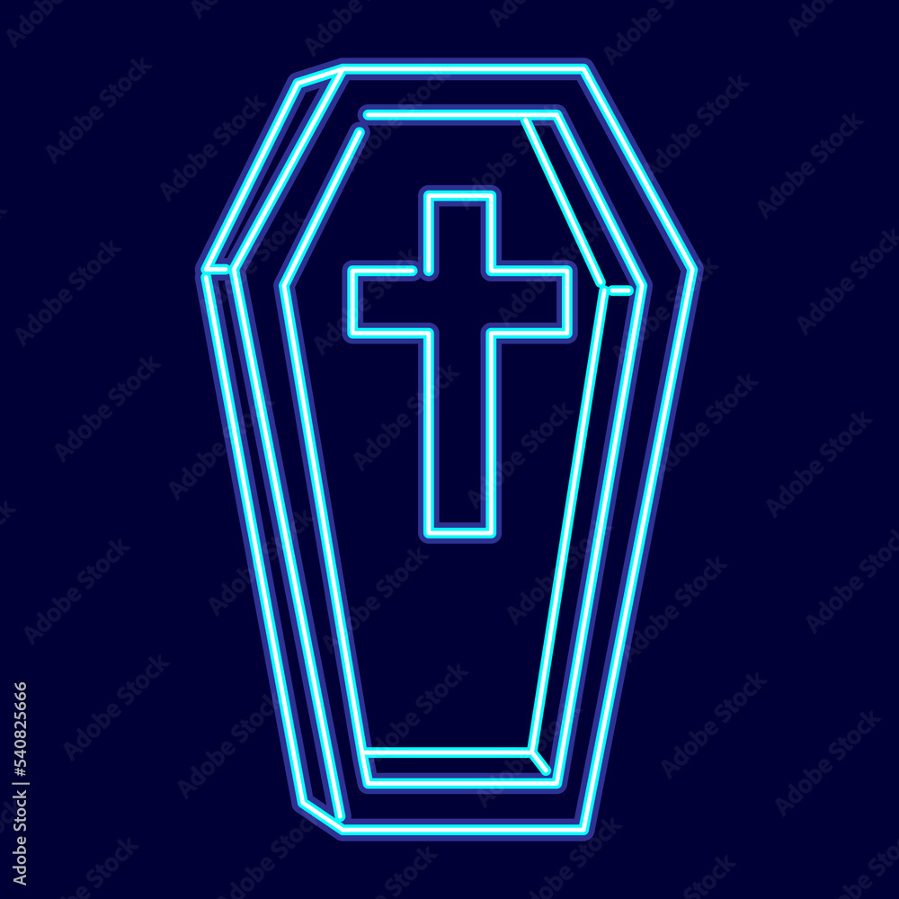 Isolated coffin neon hallowen vector illustration Isolated coffin neon hallowen vector illustration