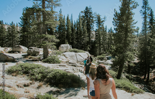 People hiking in Yosemite National Park, USA