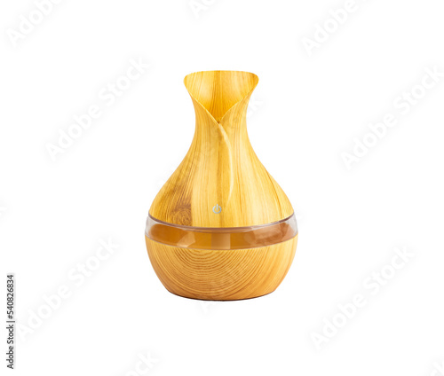 Electric Essential oils Aroma diffuser - wooden textured air humidifier - Transparent background, PNG file photo