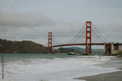 golden gate bridge city with sea