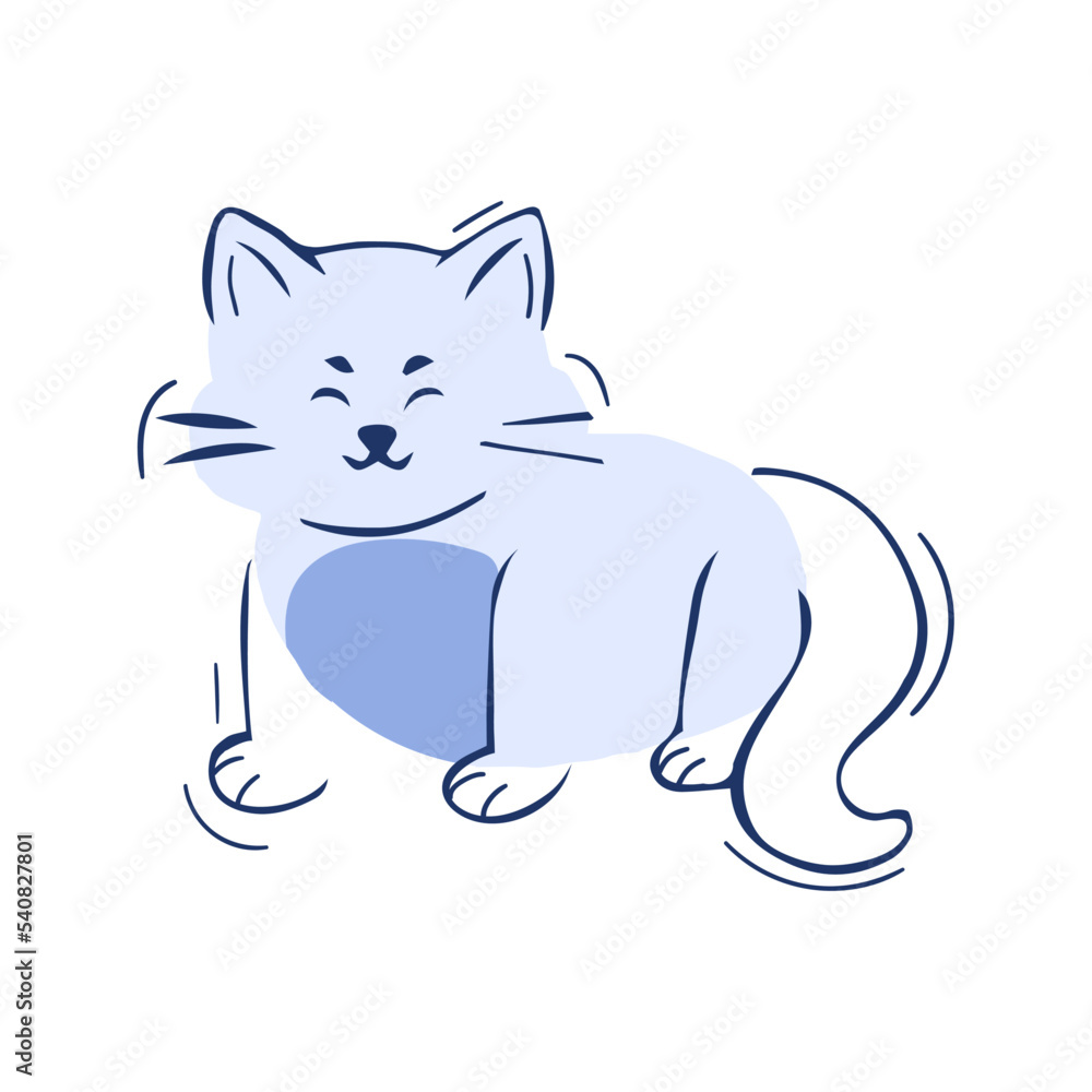 Isolated cat blue silhouette draw vector illustration Isolated cat blue silhouette draw vector illustration