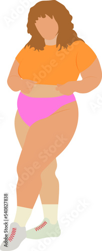 mujer joven gorda posando en traje de baño. moda. Inclusión photo