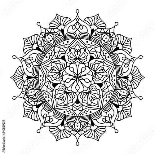 Mandala Shape for Coloring Book. For Beginner, seniors and children. Hand Draw. Vector Mandala. Floral. Flower. Oriental. Book Page. Decoration in ethnic oriental. Outline.