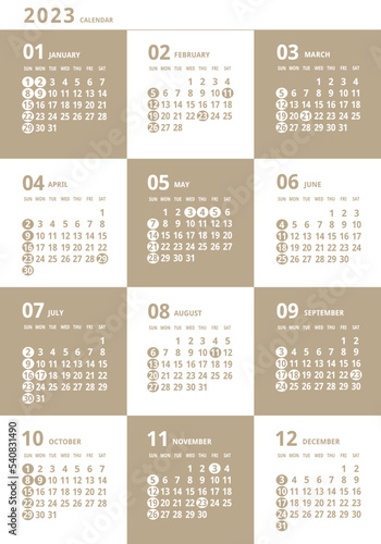 2023年_年間カレンダー_格子