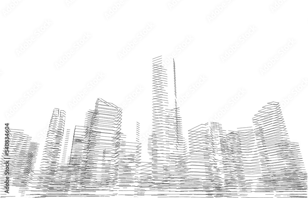 City drawing 3d illustration