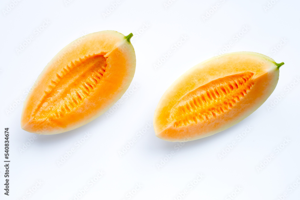 Cantaloupe melon isolated on white. Cantaloupe melon isolated on white.