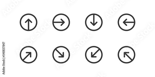 Arrow icon. Right, left and next symbol. Web round button sign in vector flat