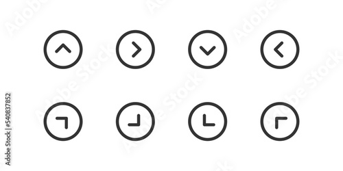 Arrow icon. Right, left and next symbol. Web round button sign in vector flat