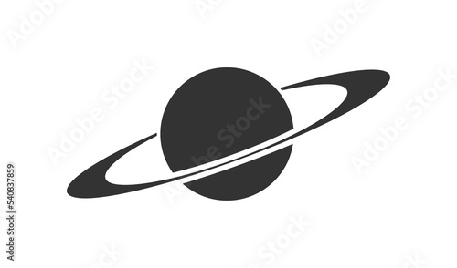 Saturn icon. Astronomy planet symbol. Saturn ring silhuette, cosmos sign in vector flat