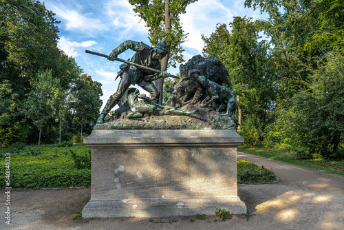 Photography Hunting Scene Sculpture at the Foot Path Fasanerieallee, Berlin, Germany