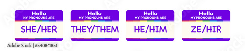 Pronouns badge set vector isolated on white background 10 eps