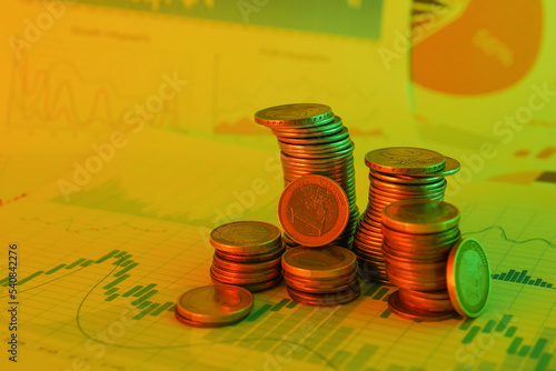 Stacks of coins on diagrams...